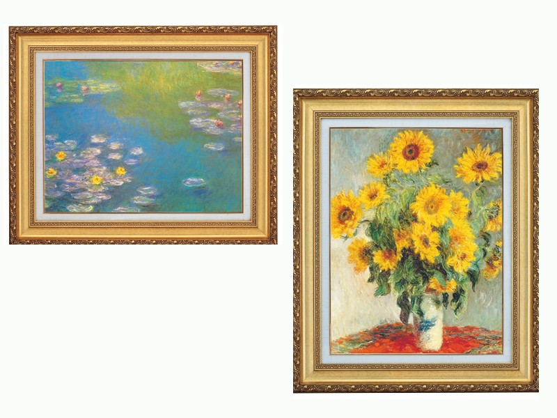 モネ「睡蓮」「ひまわり」10号 TVCM特別セット 立体複製名画 アートの