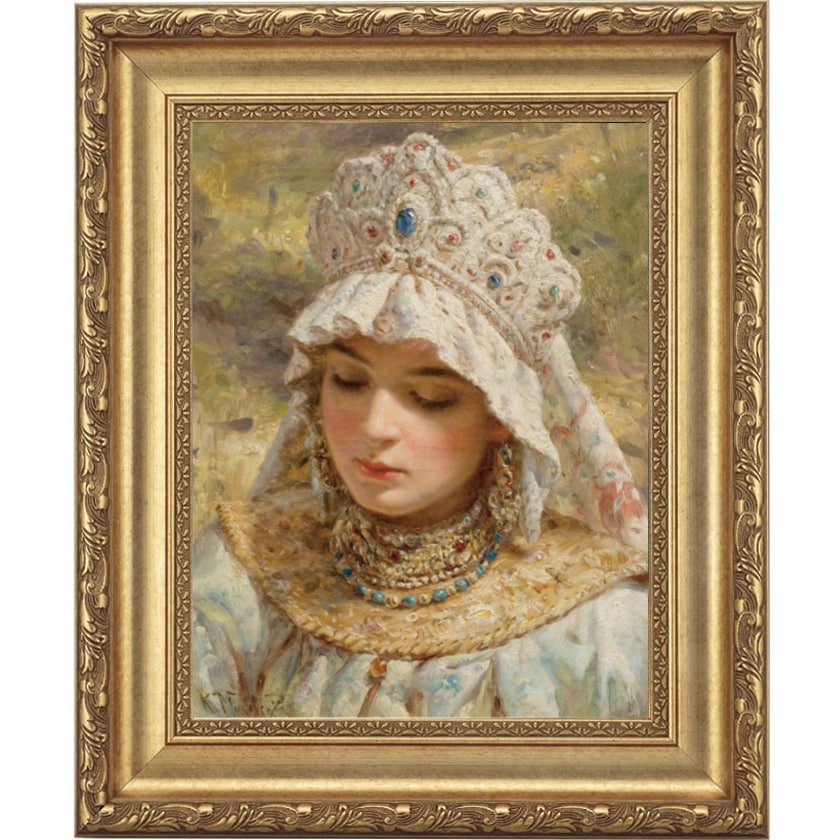 マコフスキー 「ココシュニックを被る少女」 4号 立体複製名画