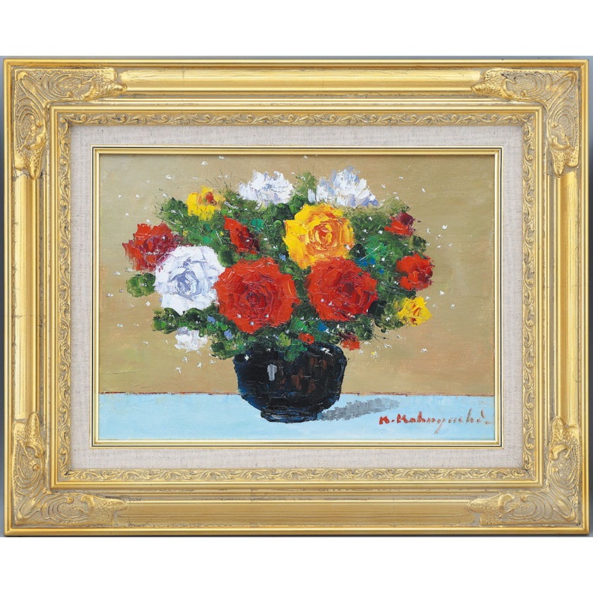 肉筆油彩画 「バラ」 SMサイズ 小林幸三 壁掛け インテリア【ポイント