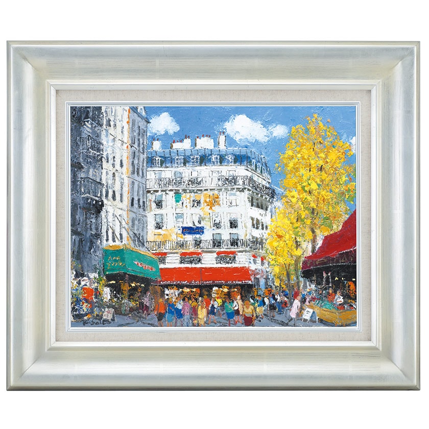 絵画 額装 油彩肉筆画 MARASPIN『パリ街角』F8 絵画 額装 油彩肉筆画