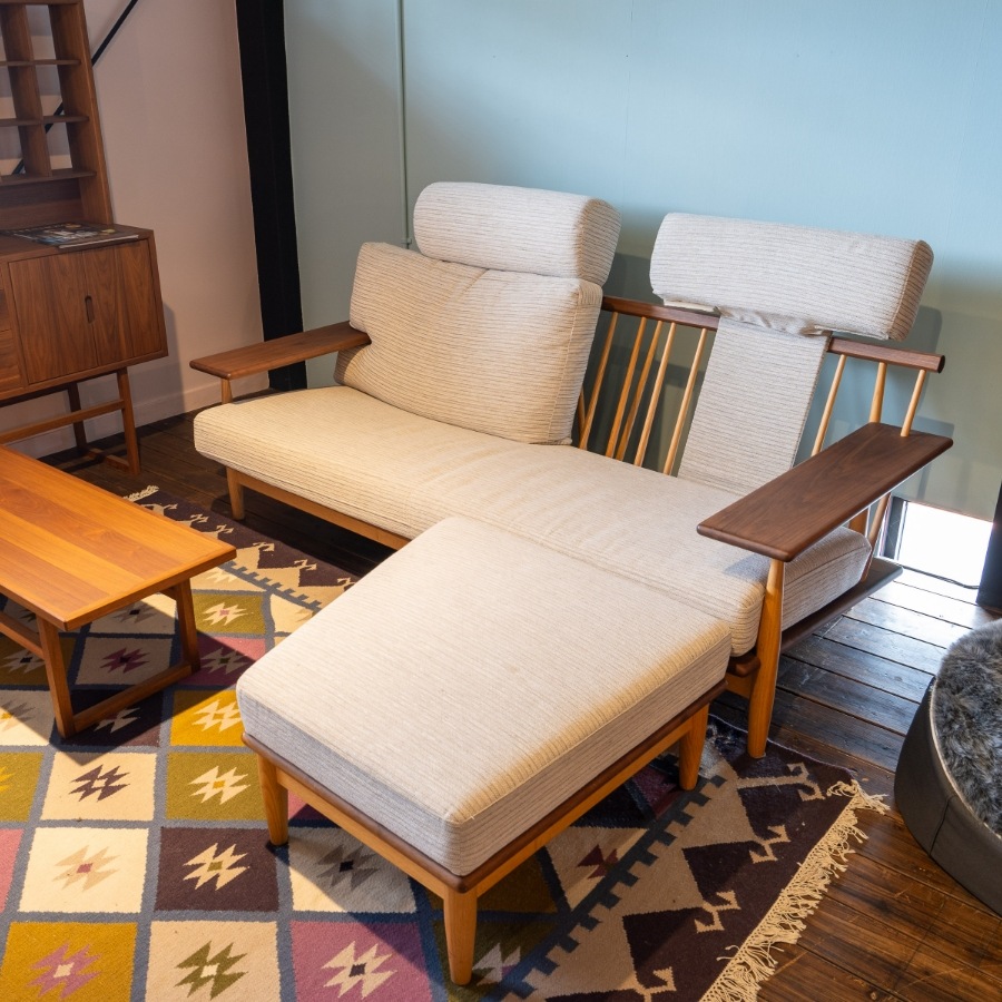 OUTLET】シビル 3人掛けソファ（オットマン・ヘッドレスト2個付き