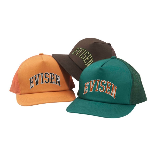 Evisen】COLLEGE MESH CAP green/orange/brown エビセン 帽子 キャップ