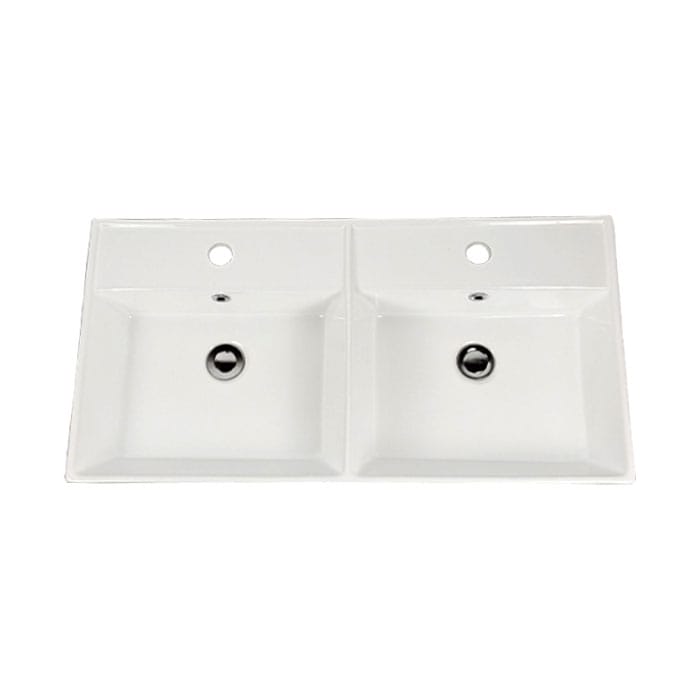 7点セット 2ボウル洗面+混合水栓+排水栓+排水トラップ 手洗い器 手洗い