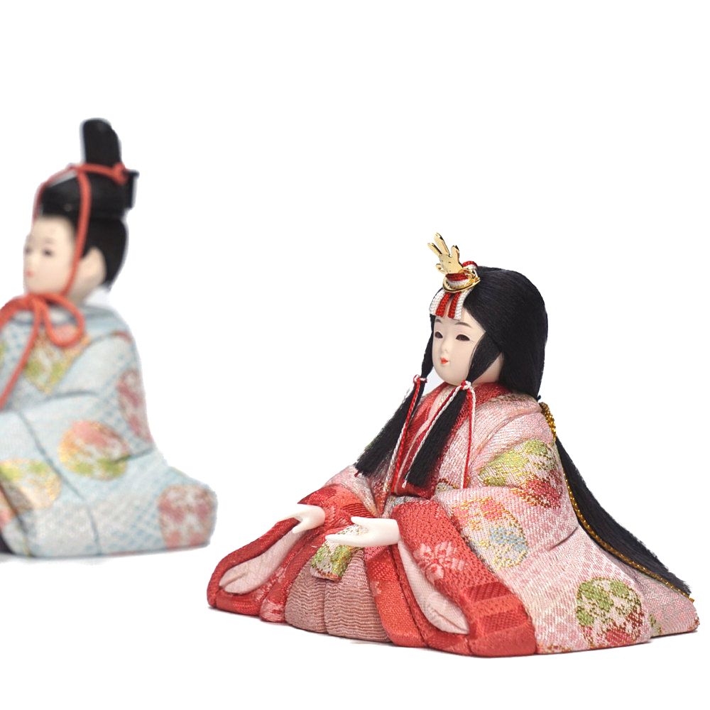木目込み雛人形】桃山雛(水色・ピンク) 親王飾り | 木村一秀作