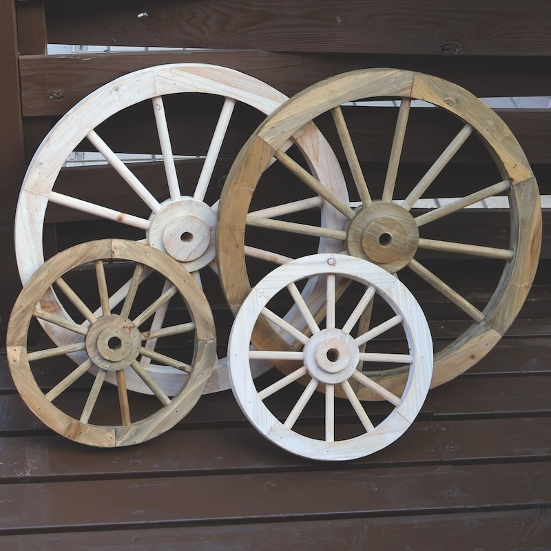 アンティーク風木製車輪・ブラウン・Sサイズ