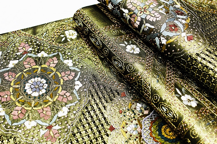 最高級袋帯「蘇州汕頭刺繍 金駒 幾何学華紋」 | 販売着物商品,袋帯