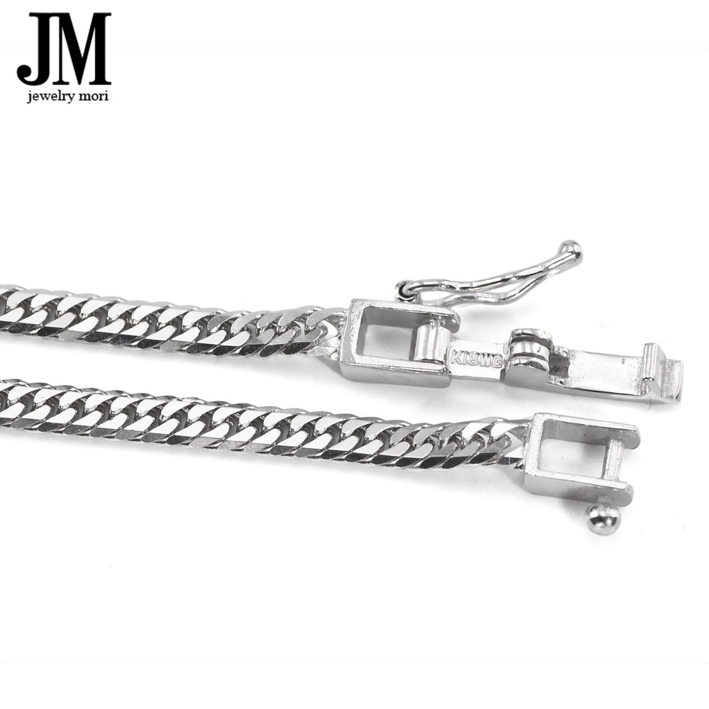 18金 ホワイトゴールド 喜平アンクレット K18WG 6面カットダブル 5g