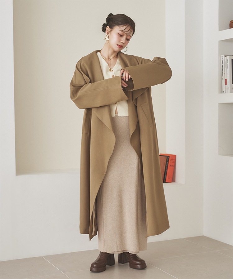 shawl collar belted long coat | OUTER | LAULEN（ローレン）
