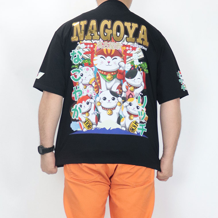 大きいサイズ＆レギュラーサイズ】日本のお土産 NAGOYA招き猫プリント