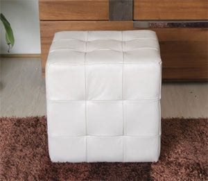 最高級大塚家具 アイボリー 本革 オットマン キューブ型 最高級大塚