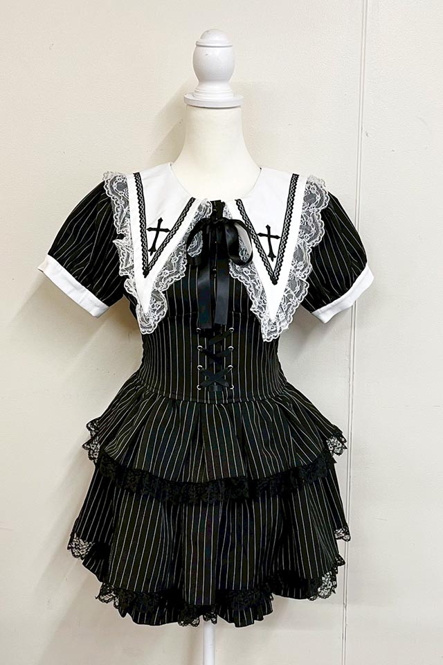 MA*RS】【2点SET】クロス刺繍3段フリルセットアップ - WHT/ブラック