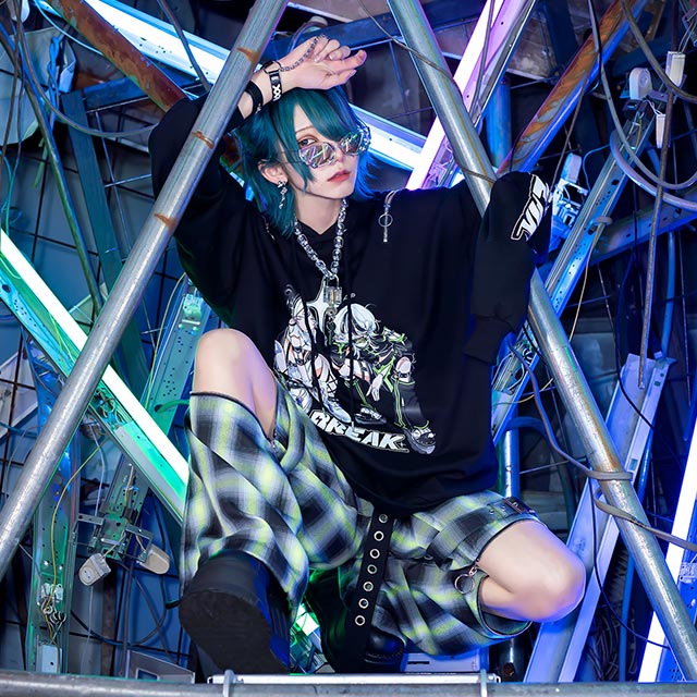 かいばしら×LISTEN FLAVORコラボ ショルダージップパーカー【BLACK