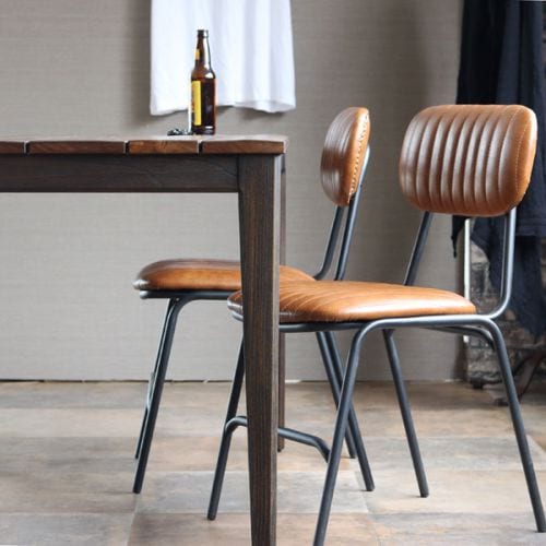 ダイニングチェア 2脚セット カフェチェア 椅子 アイアン脚 レザー