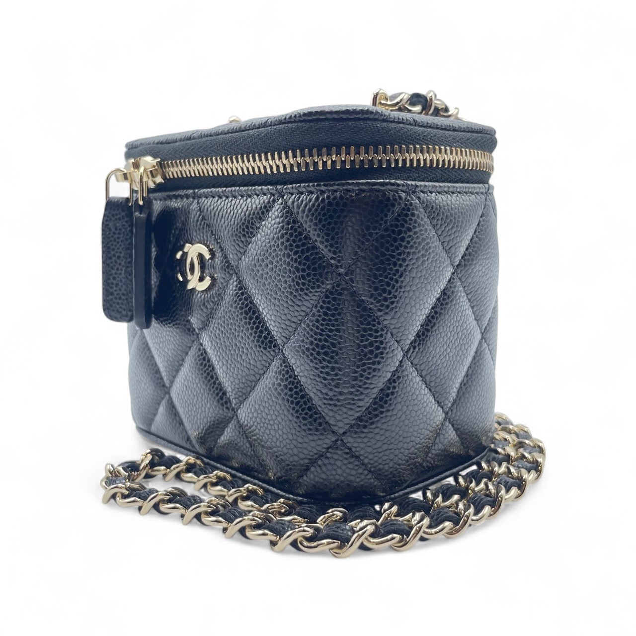 シャネル バニティ 10 ブラック キャビアスキン ゴールド金具