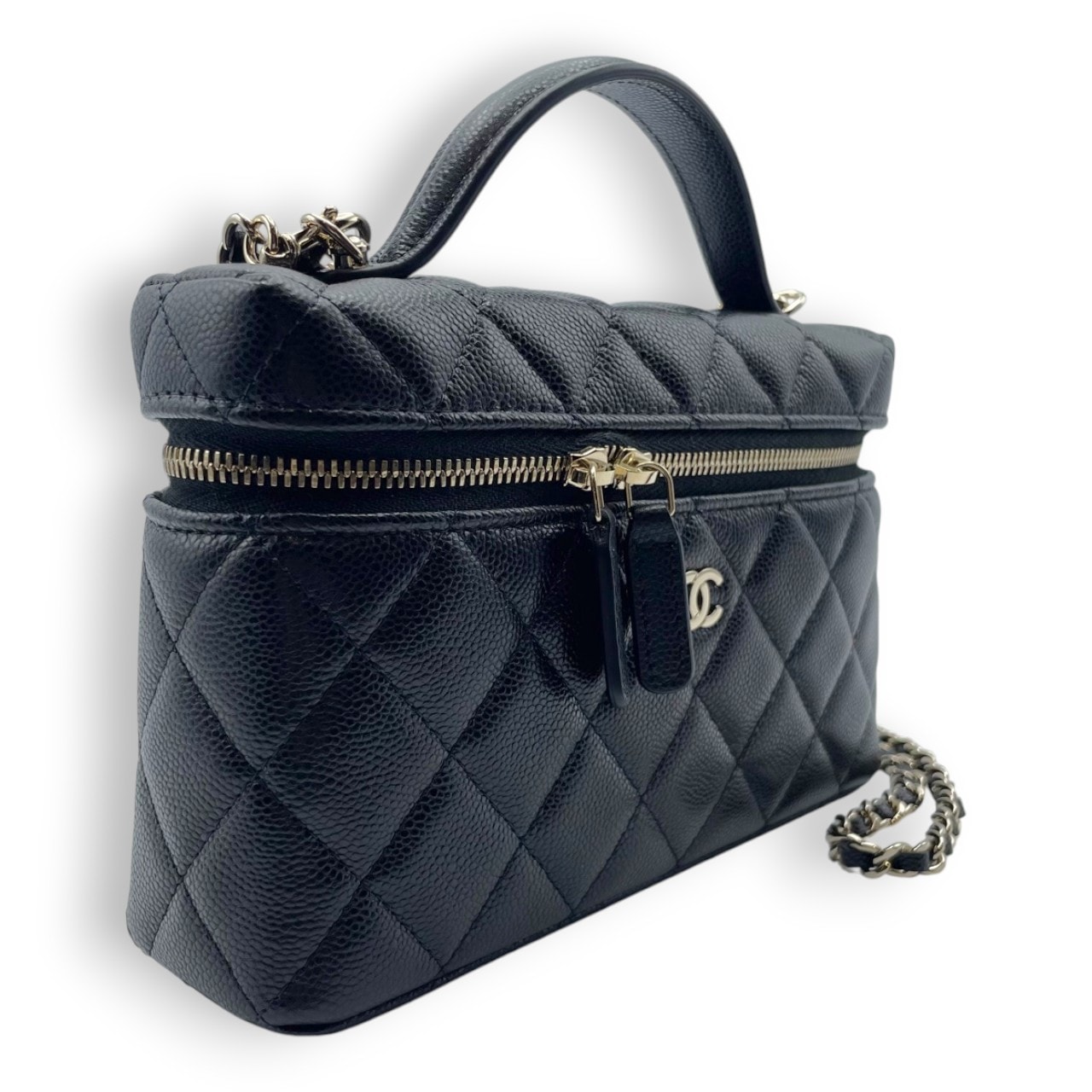 シャネル マトラッセ バニティバッグ 19 ブラック キャビアスキン