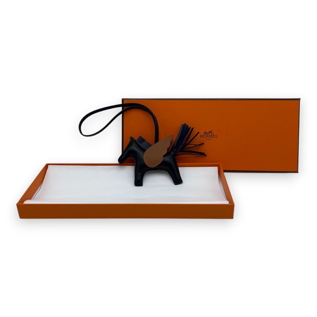 エルメス ペガサスチャーム PM ノワール/ゴールド/ブルーニュイ W刻印