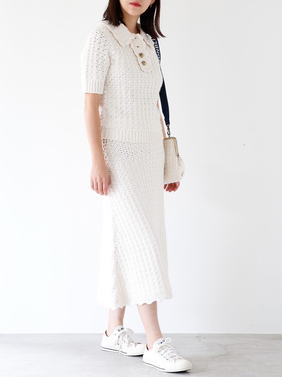 CROCHET POLO KNIT | KNIT | MADISONBLUE