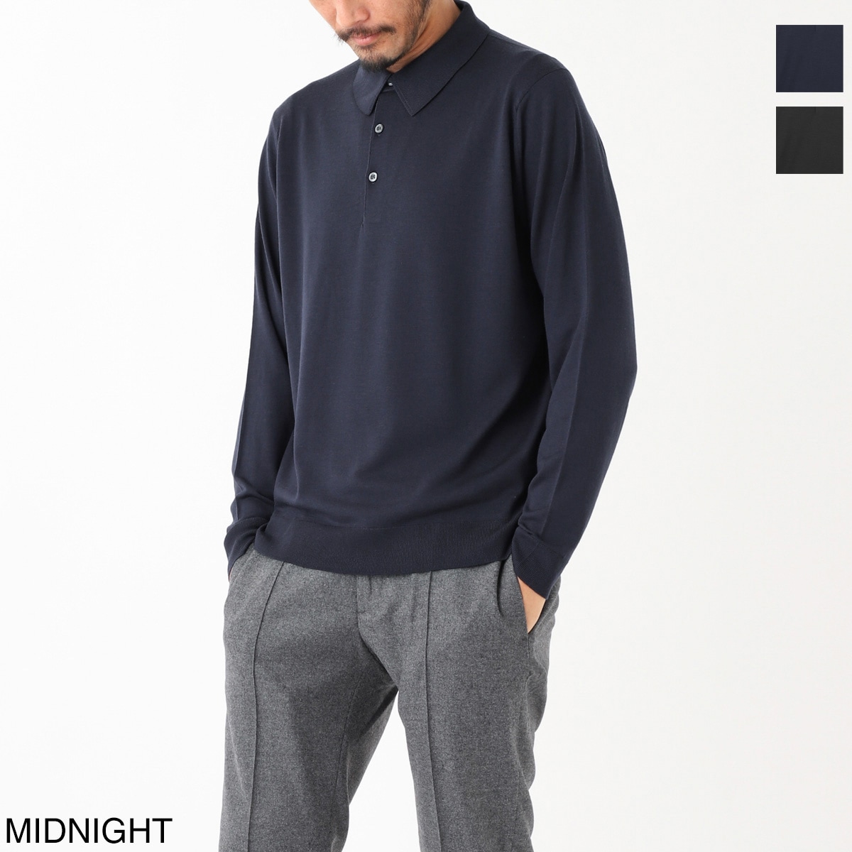 JOHN SMEDLEY ジョンスメドレー ニット 長袖ポロシャツ/KNOLL MODERN
