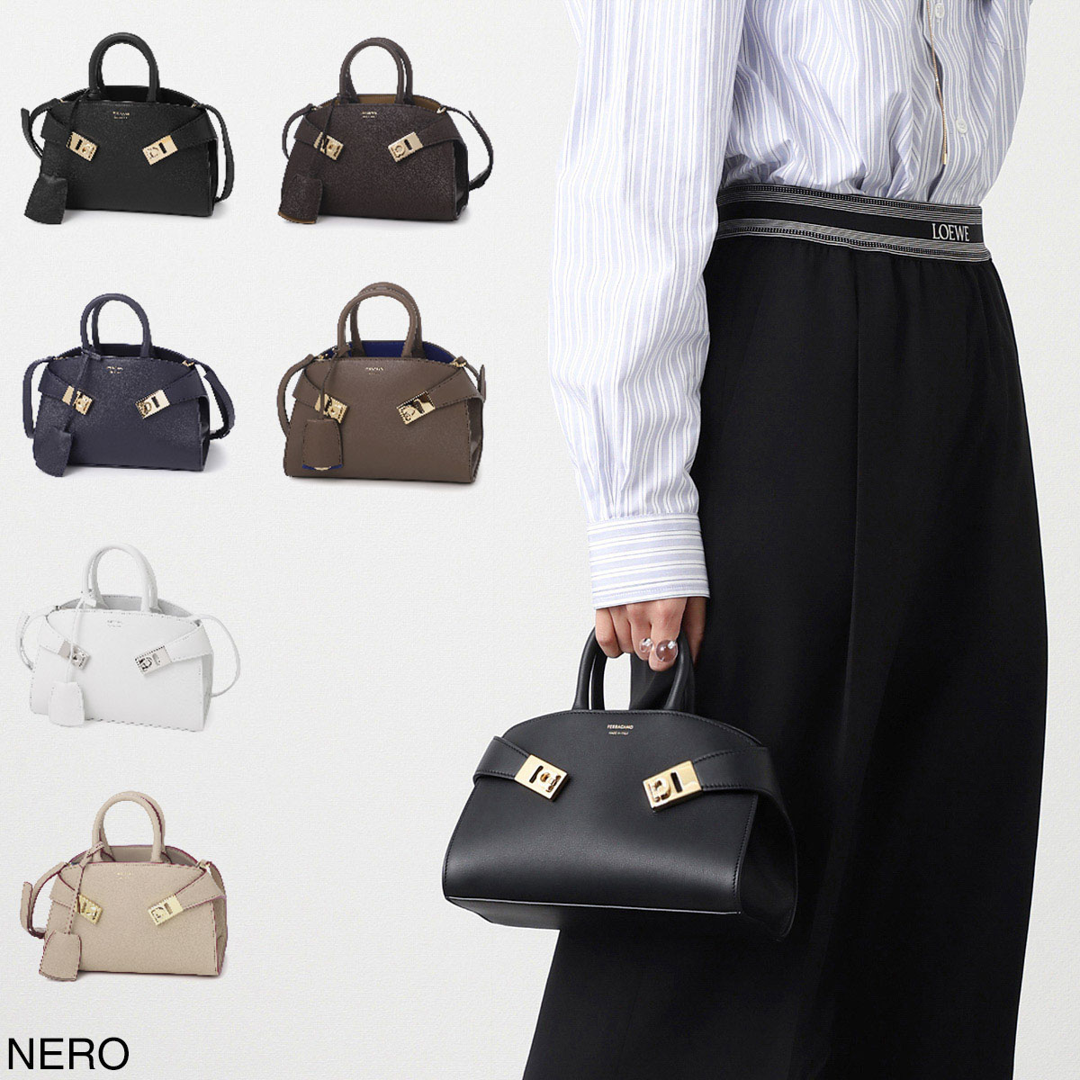 FERRAGAMO フェラガモ ハンドバッグ 2WAY/ショルダーバッグ/HUG MINI