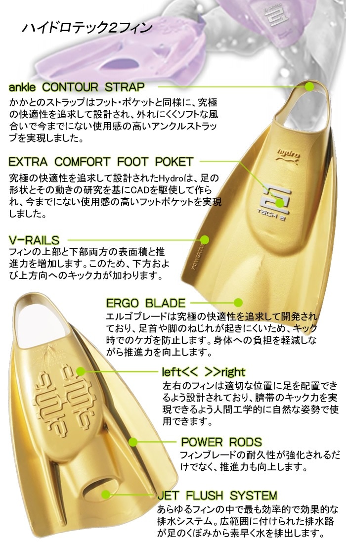 ハイドロテック2フィン（左右セット） 【水泳練習用具】SOLTEC
