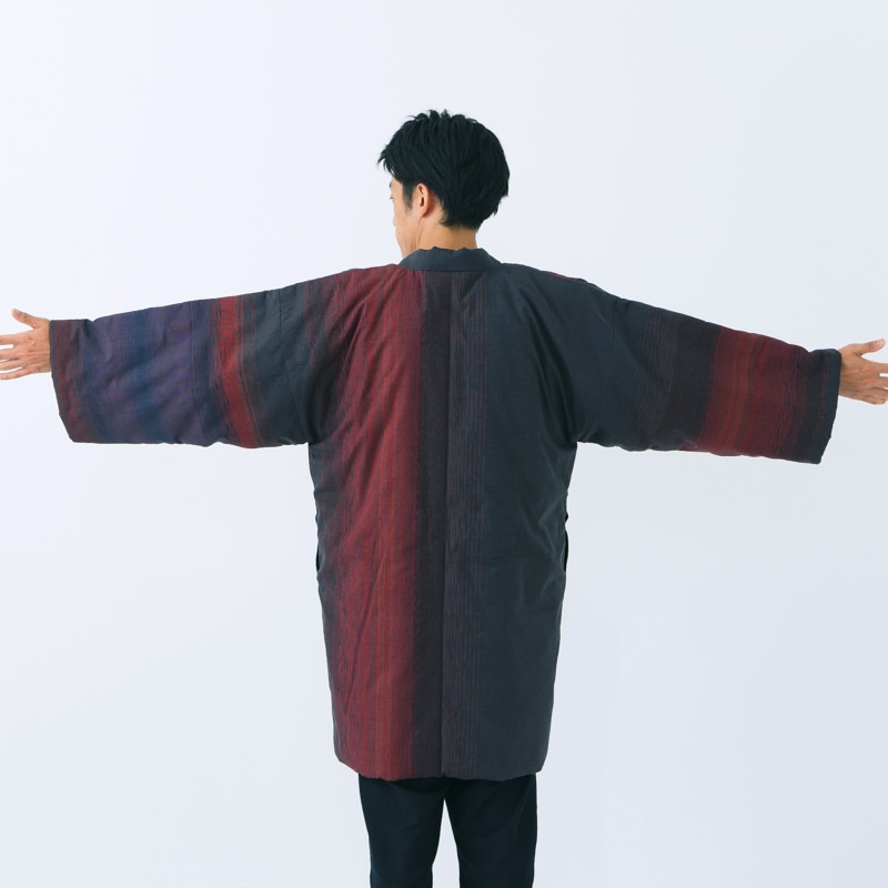 半纏 [鬼火(おにび)袢天] 黒のみ 中わた:綿100% ロング95cm丈