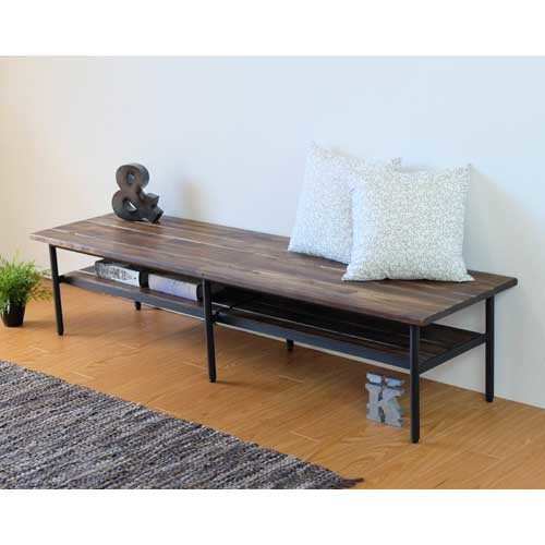 インダストリアル ベンチ型サイドテーブル テレビボードにも 【幅150cm