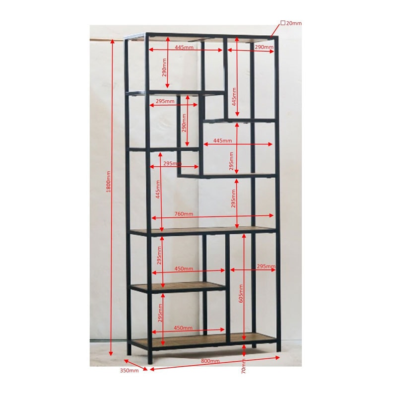 アイアンとダメージ無垢材のシェルフ｜インダストリアルインテリア