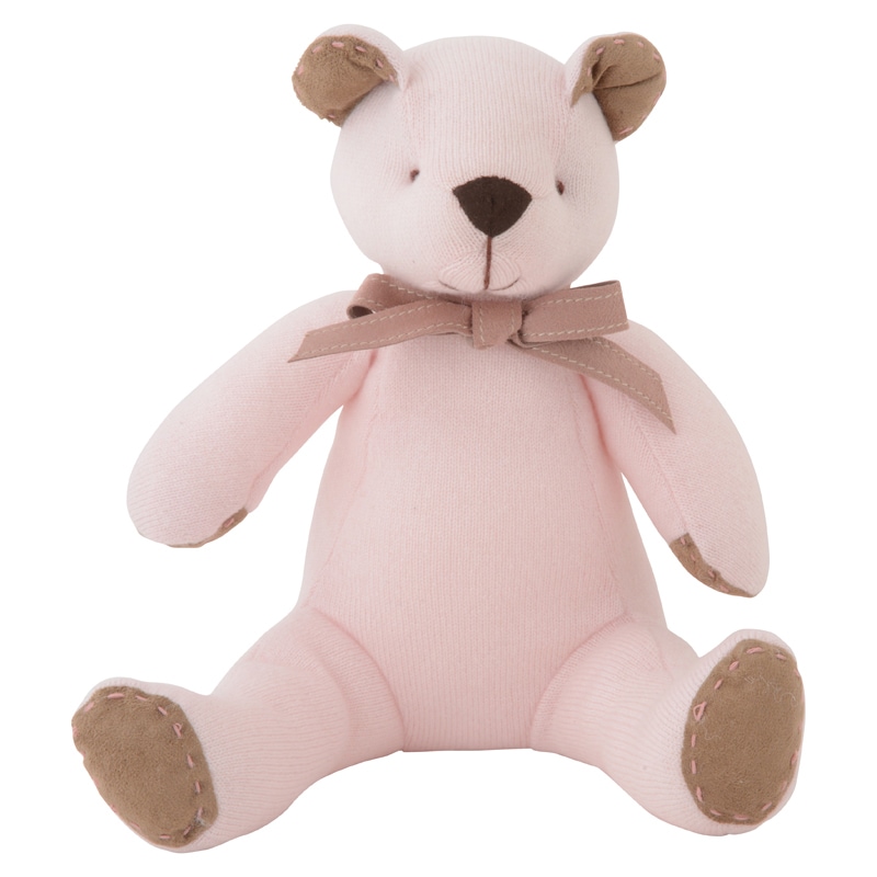 高級カシミヤ製テディベア。上品な淡いピンク色のローズ・パパベア