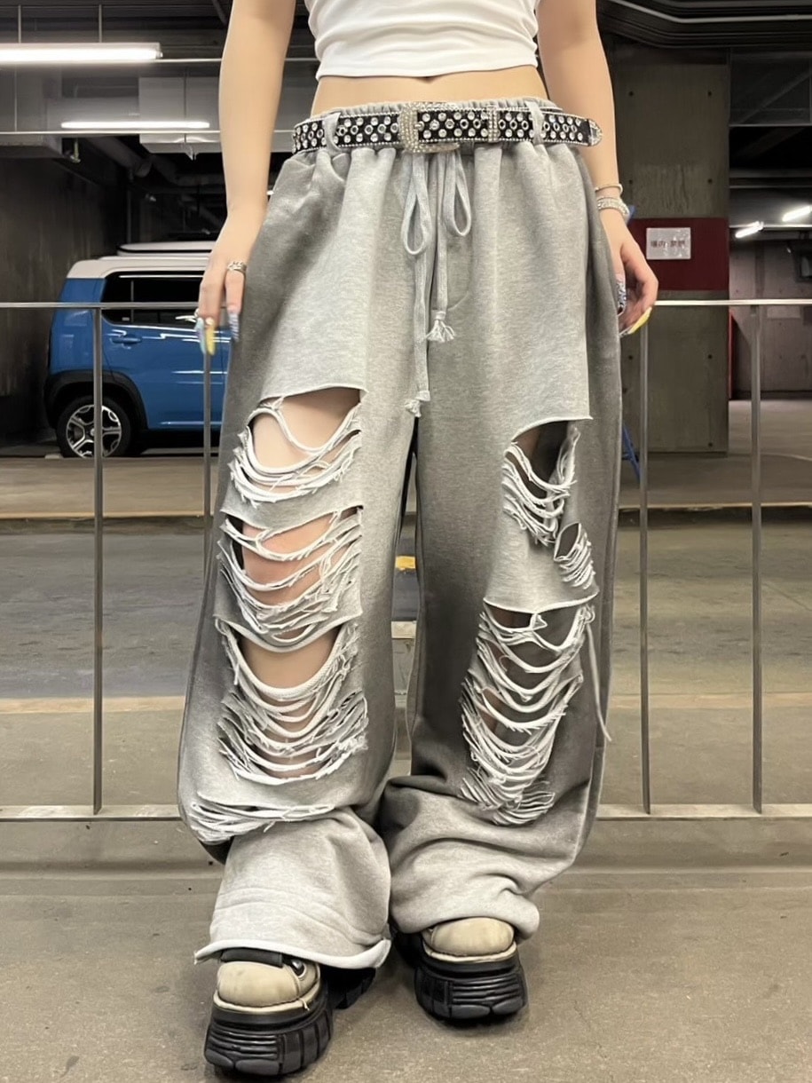 受注制【Never mind the XU】dirty damage sweat pants / 【エックス