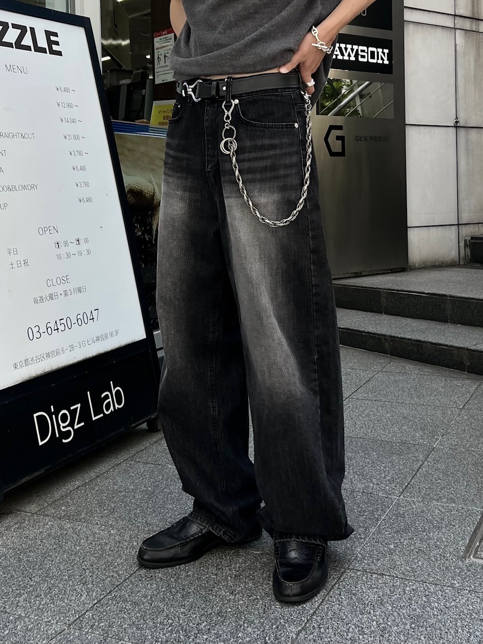大阪店WEB限定受注制【Chikashitsu +】vintage wash semi wide denim