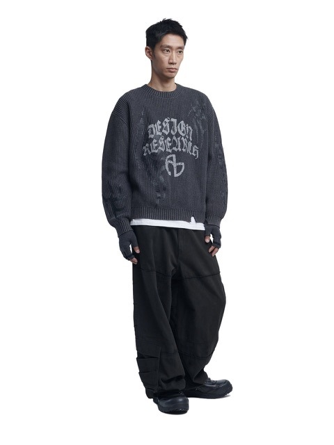 NOMANUAL】OVERDYED TRIBAL KNIT SWEATER / 【ノーマニュアル