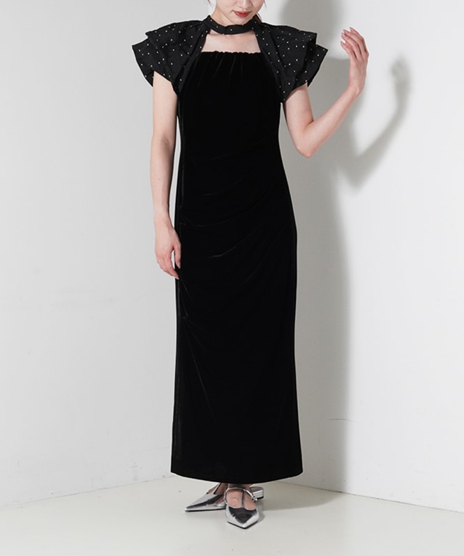 drape velour dress(dot) | DRESS,DRESS | ROOM903 online