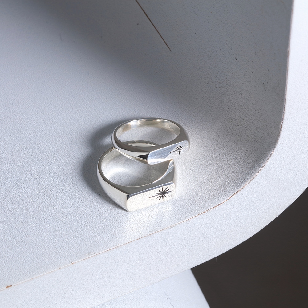 サンシンボル スクエアタイプ シグネットリング シルバー925リング