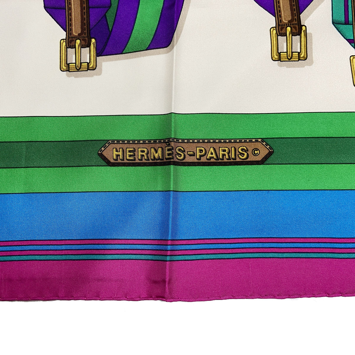 HERMES エルメス スカーフ カレ90 『Les Sangles』 ベルト柄 シルク