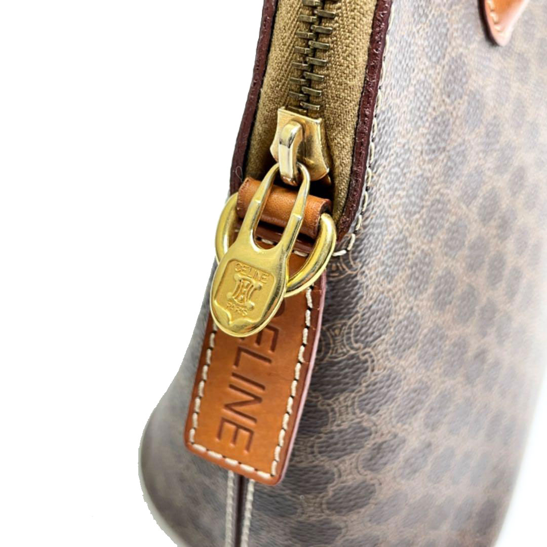 CELINE セリーヌ 2WAYハンドバッグ マカダム柄 ブラウン PVC/レザー