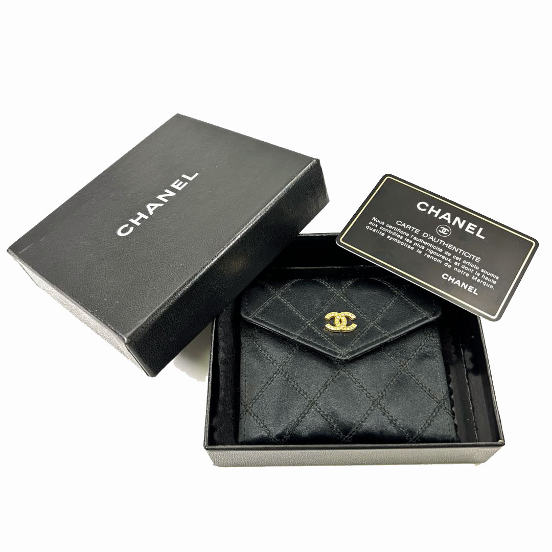 CHANEL シャネル ビコローレ コインケース 小銭入れ サテン ブラック 1