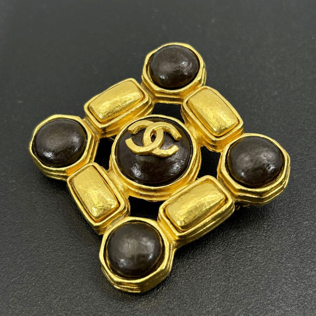 CHANEL シャネル ヴィンテージブローチ ココマーク カラーストーン 97A