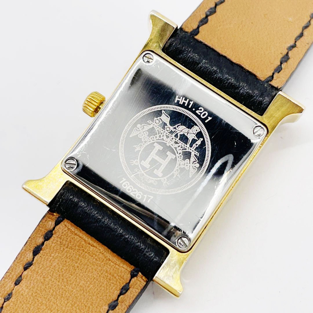 HERMES エルメス レディース腕時計 Hウォッチ QZ レザーベルト