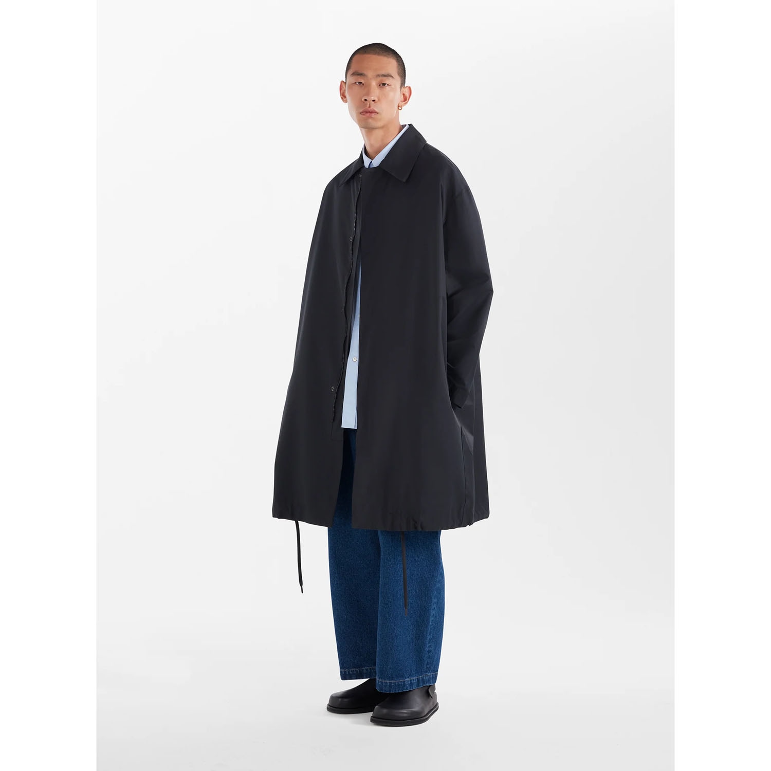 STUDIO NICHOLSON MENS DRIVE Coated Cotton Mix Modern Car Coat DARK