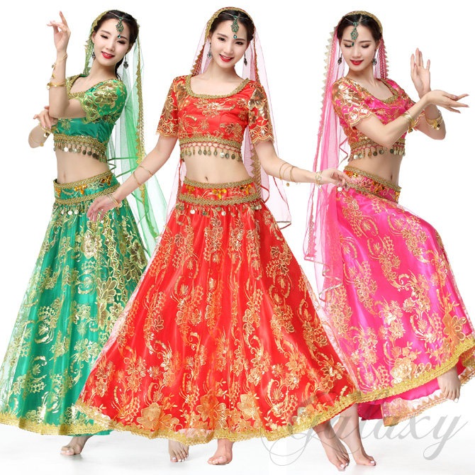 インドダンス ベリーダンス ボリウッド 3色 4点セット 豪華 発表会