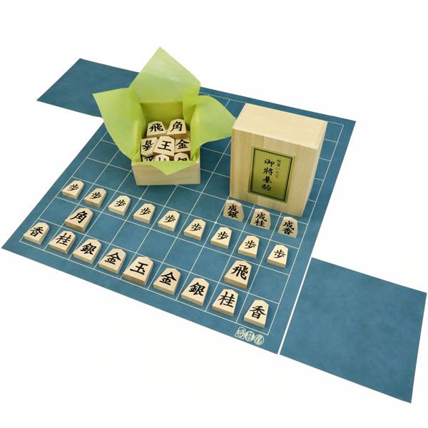 将棋セット 将碁屋マット将棋盤（デニム柄）セット(木製将棋駒楓一字押
