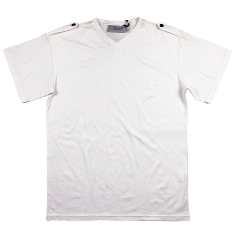50%OFF】THE RERACS ザ・リラクス VネックTシャツ ホワイト RECT-028