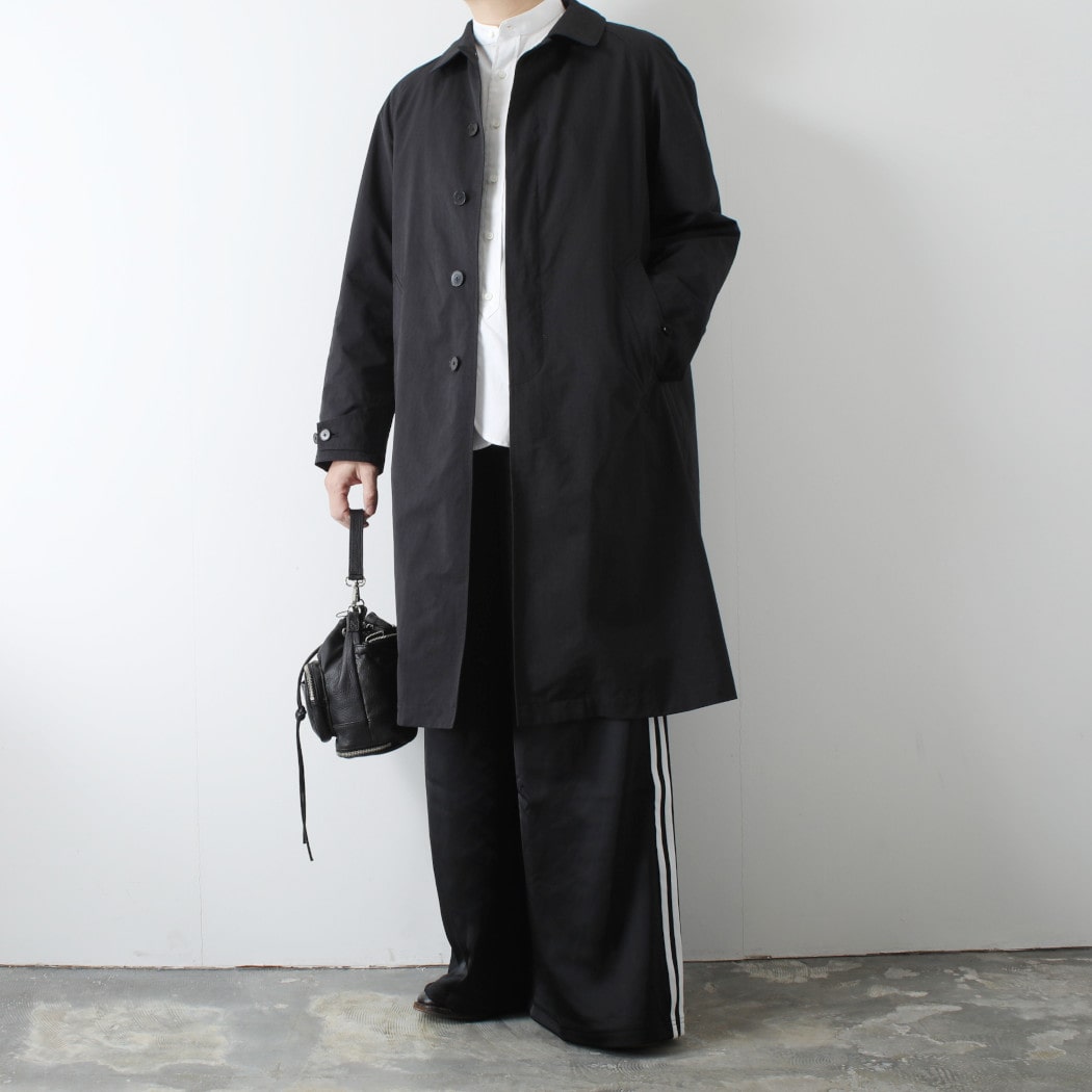 SCYE BASICS 36 高密度タフタ バルマカーンコート ロング ブラック SCYE BASICS 36 高密度タフタ バルマカーンコート ロング ブラック