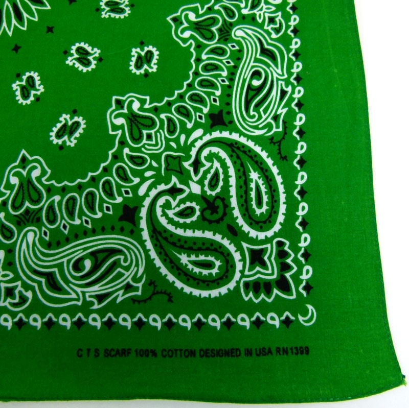 USA製 ペイズリー柄 バンダナ (緑)【中古】【メール便可