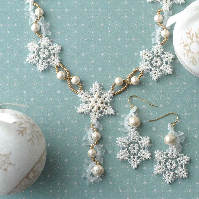 SNOW CRYSTAL ネックレス＆ピアス（イヤリング）セット 【作家：大槻