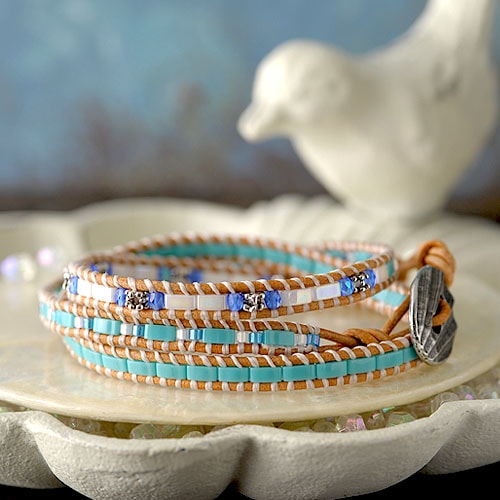 ビーズファクトリー 3連ラップブレスキット（ターコイズ） BFK-423