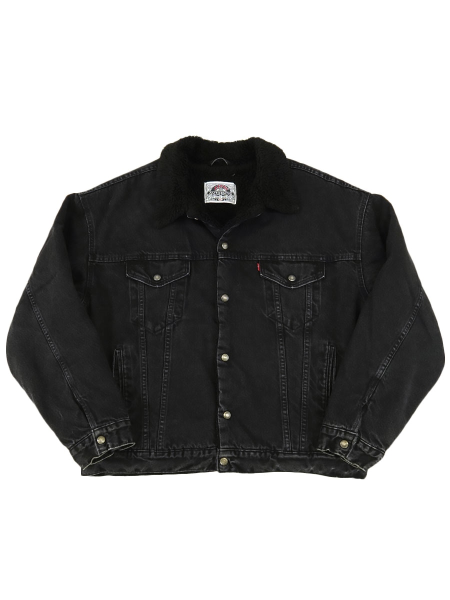 90's Levi's ブラックデニム ボアジャケット 表記(XL) オールブラック