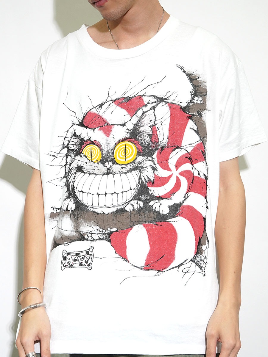 90's ANDAZIA 不思議の国のアリス ''チェシャ猫'' 両面プリントTシャツ