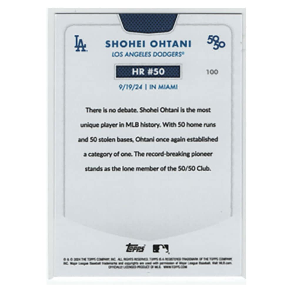 大谷翔平【2024 Topps 50/50】HR#50 Variation #100 ｜カード