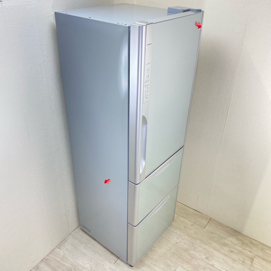 中古 日立 365L 3ドア冷蔵庫 R-D3700-XS 2014年製 クリスタルシルバー
